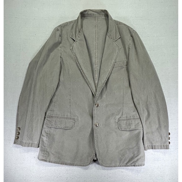 Vintage L.L. Bean Men's 44 Light Khaki Canvas Field Blazer Sport Coat Jacket